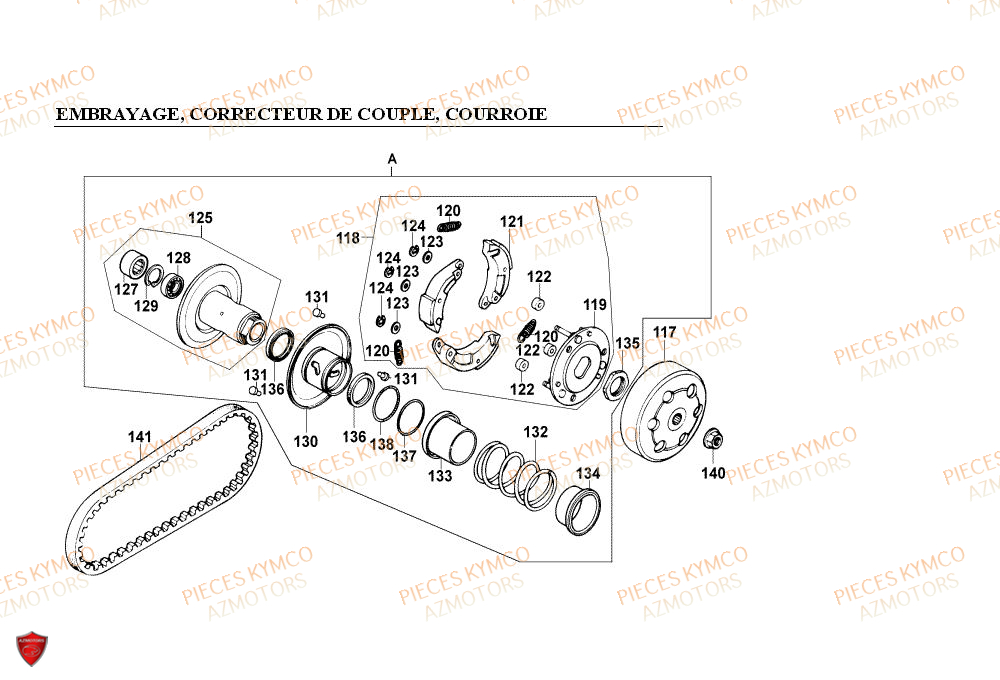 Embrayage KYMCO Pieces PEOPLE 50cc 2T (BA10AG)
