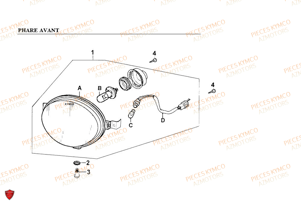Phare Avant KYMCO Pieces PEOPLE 50cc 2T (BA10AG)
