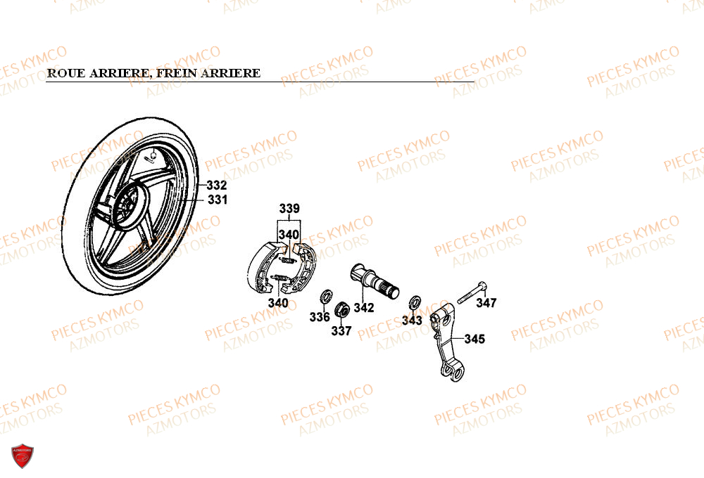 Roue Arriere KYMCO Pieces PEOPLE 50cc 2T (BA10AG)