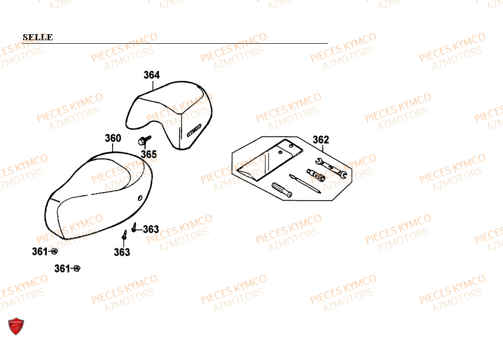 Selle KYMCO Pieces PEOPLE 50cc 2T (BA10AG)