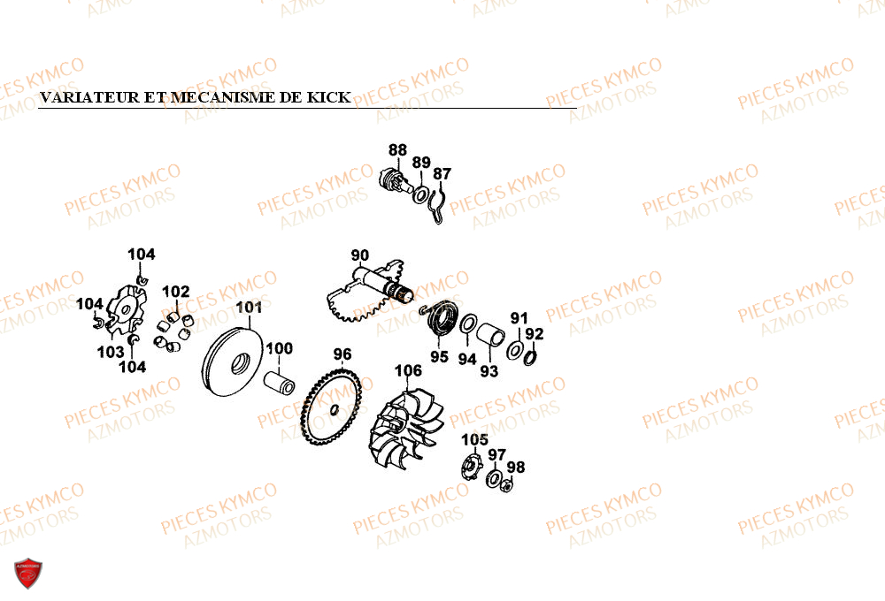 Variateur KYMCO Pieces PEOPLE 50cc 2T (BA10AG)