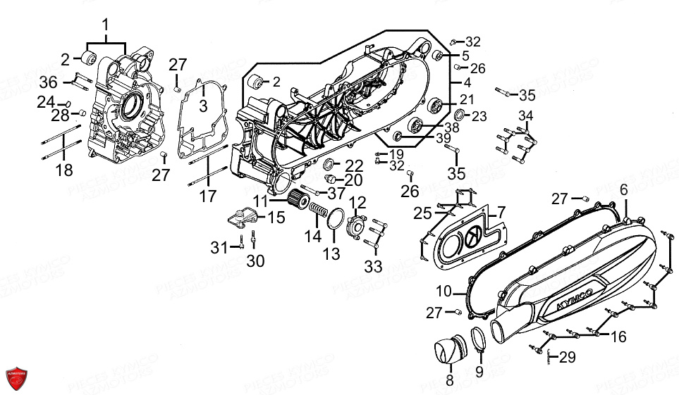 Carter Moteur KYMCO Pièces Scooter Kymco PEOPLE GT 125I EURO III (BF25AA)