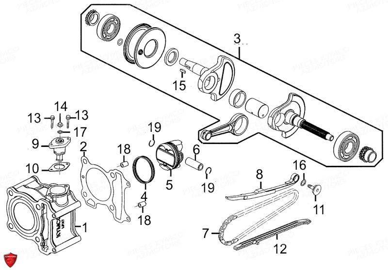 CYLINDRE PISTON pour PEOPLE125-GT-III