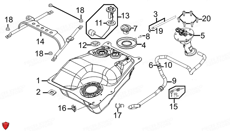 RESERVOIR_A_CARBURANT KYMCO Pièces Scooter Kymco PEOPLE GT 125I EURO III (BF25AA)