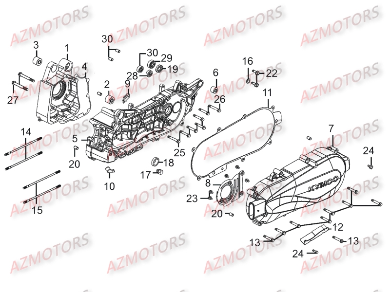 Carter Moteur KYMCO Pièces Scooter Kymco PEOPLE ONE 125 4T EURO III