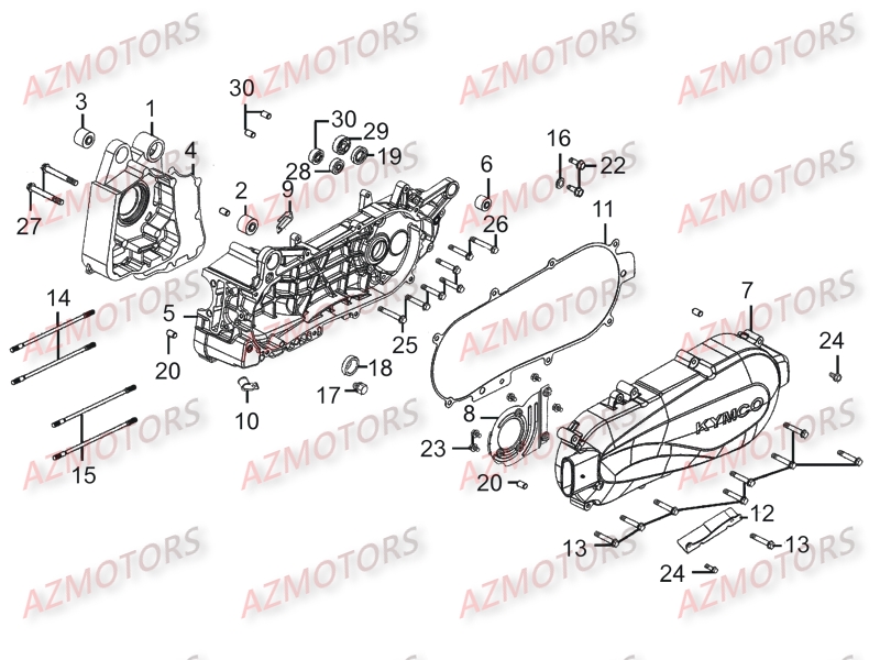 CARTER_MOTEUR KYMCO Pièces Scooter Kymco PEOPLE ONE 125 4T EURO III