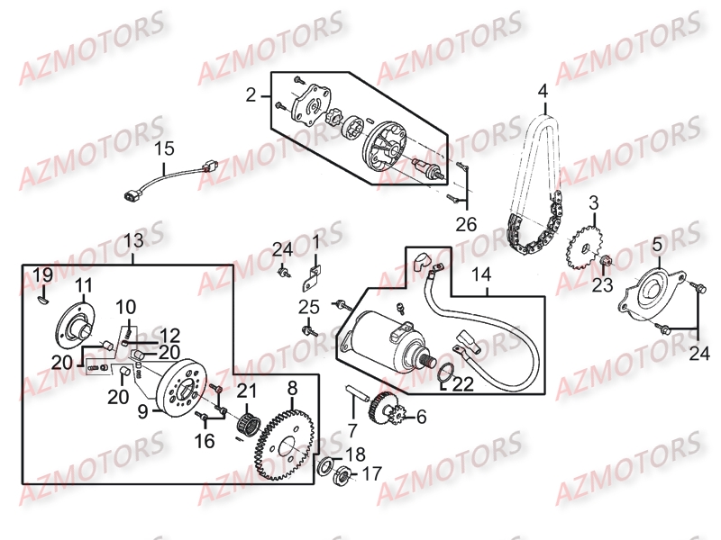 DEMARREUR_-_POMPE_A_HUILE KYMCO Pièces Scooter Kymco PEOPLE ONE 125 4T EURO III