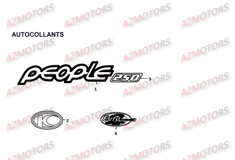 Autocollants KYMCO Pièces Scooter Kymco PEOPLE 250 4T EURO II-