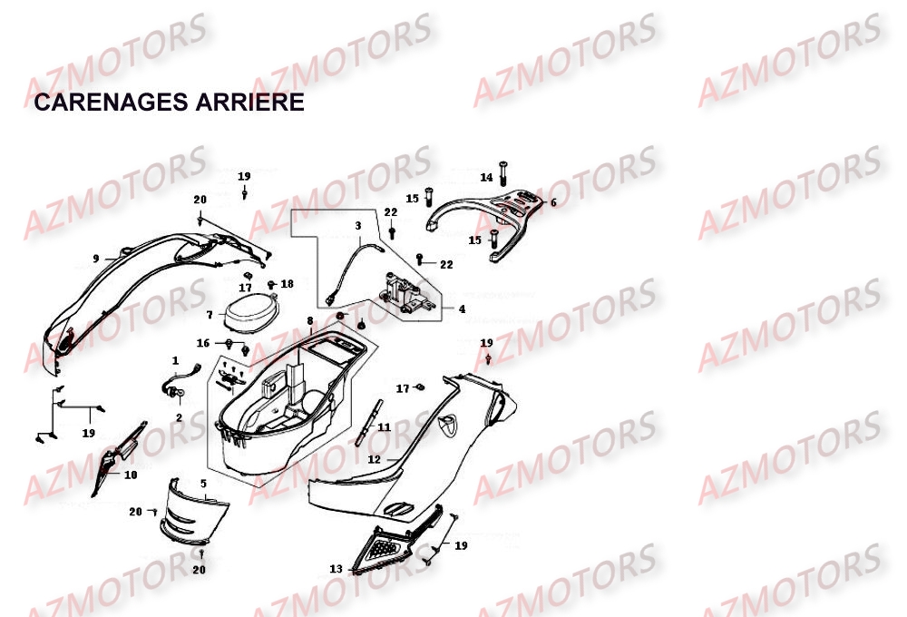 Carenages Arriere KYMCO Pièces Scooter Kymco PEOPLE 250 4T EURO II-