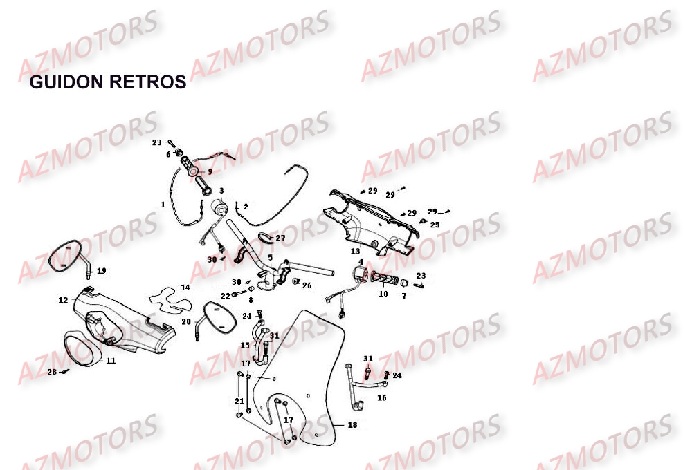 Guidon   Retroviseurs KYMCO Pièces Scooter Kymco PEOPLE 250 4T EURO II-