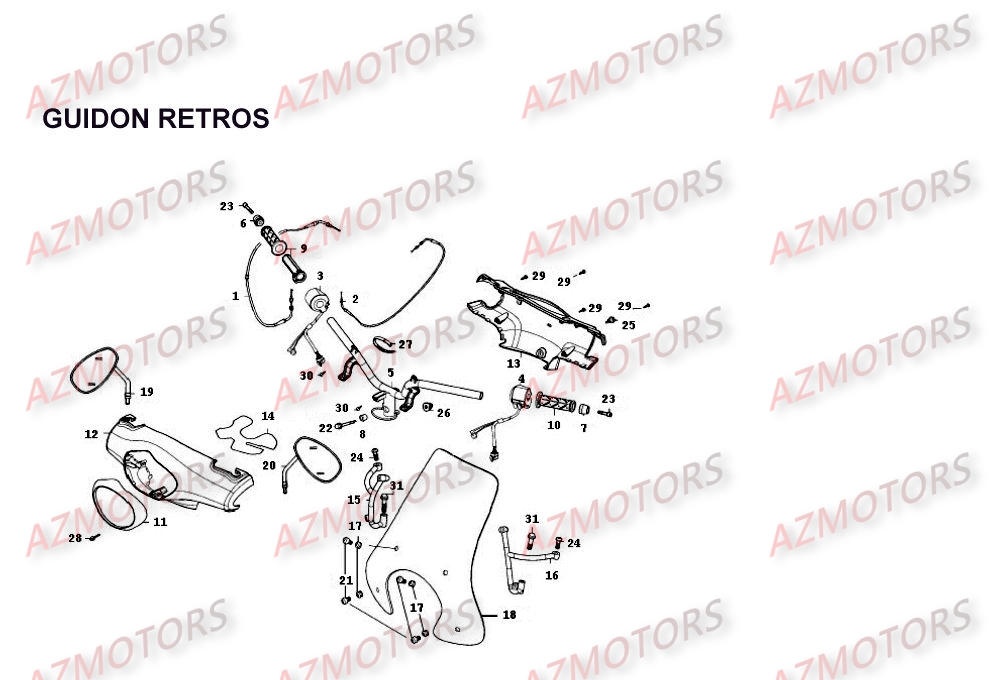 GUIDON   RETROVISEURS KYMCO PEOPLE250 II