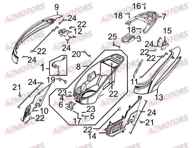 CARENAGES ARRIERE KYMCO PEOPLE250 S AFI III