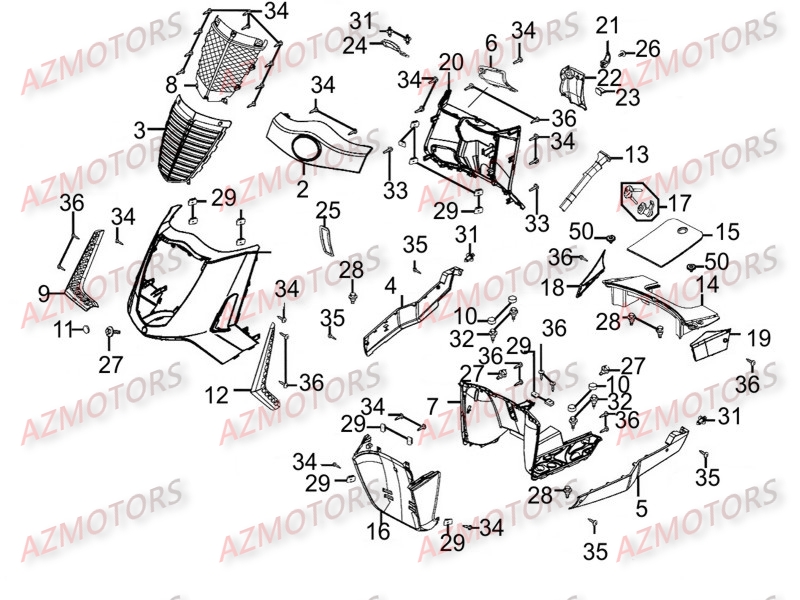 Carenages Avant KYMCO Pièces PEOPLE 250 S AFI 4T EURO III