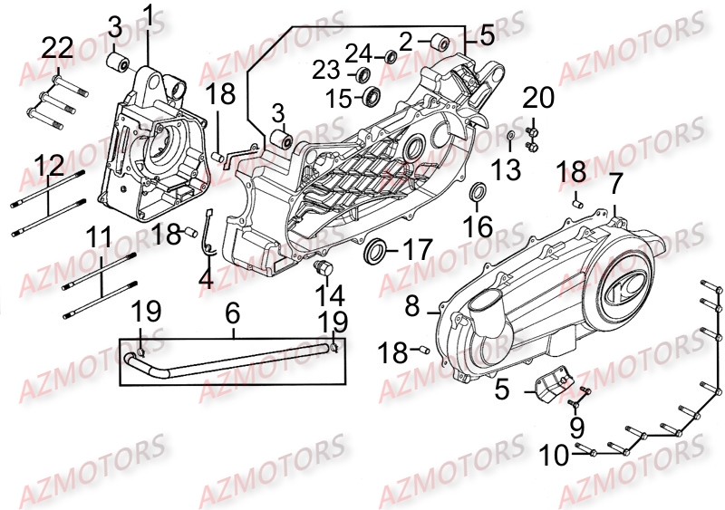 CARTER MOTEUR KYMCO Pièces Scooter Kymco PEOPLE 250 S AFI 4T EURO III