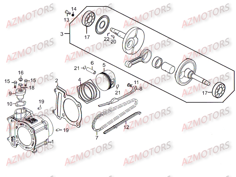 Cylindre   Piston KYMCO Pièces PEOPLE 250 S AFI 4T EURO III