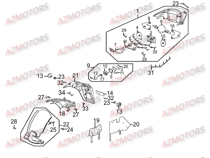 FEU ARRIERE KYMCO Pièces Scooter Kymco PEOPLE 250 S AFI 4T EURO III