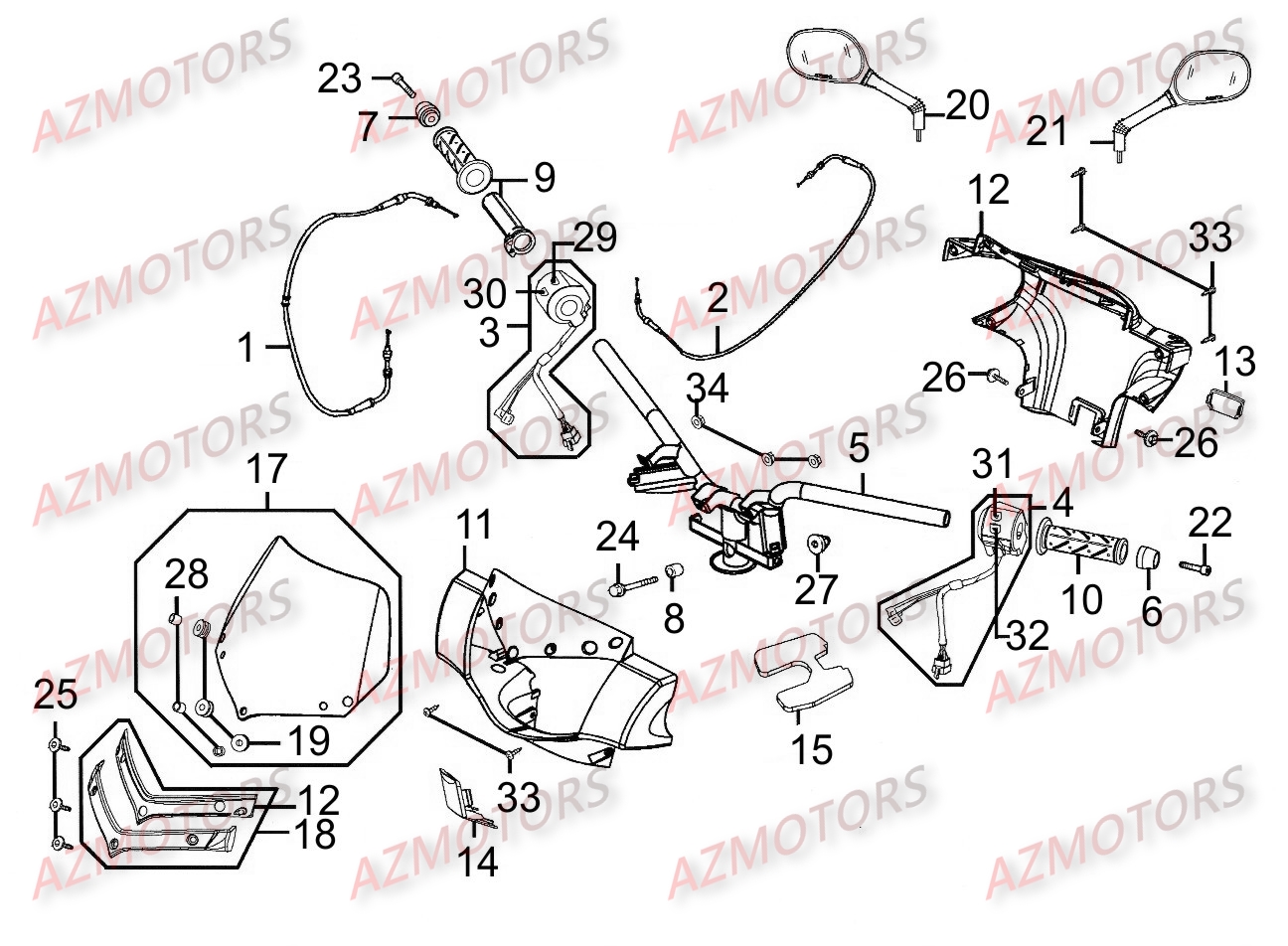 Guidon KYMCO Pièces PEOPLE 250 S AFI 4T EURO III