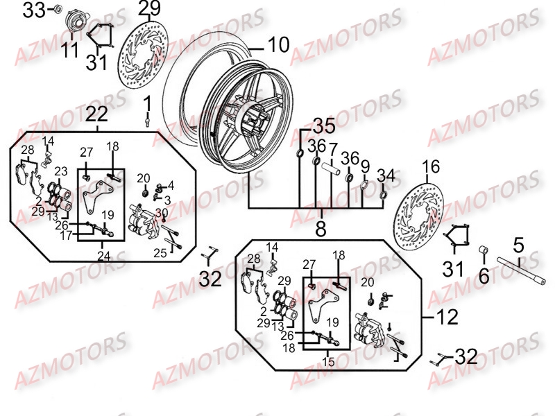 Roue Avant KYMCO Pièces PEOPLE 250 S AFI 4T EURO III