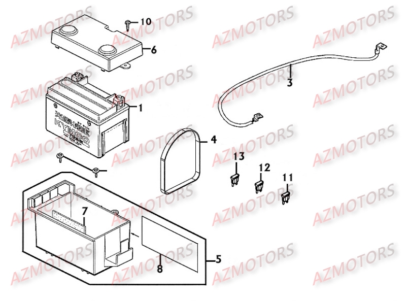 Batterie KYMCO Pièces Scooter Kymco PEOPLE 250 S 4T EURO II -