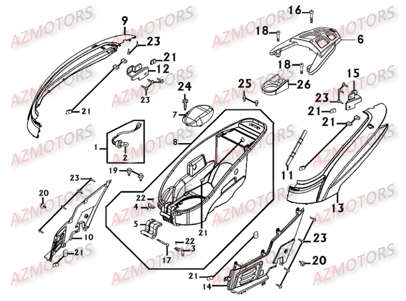 Carenages Arriere KYMCO Pièces Scooter Kymco PEOPLE 250 S 4T EURO II -