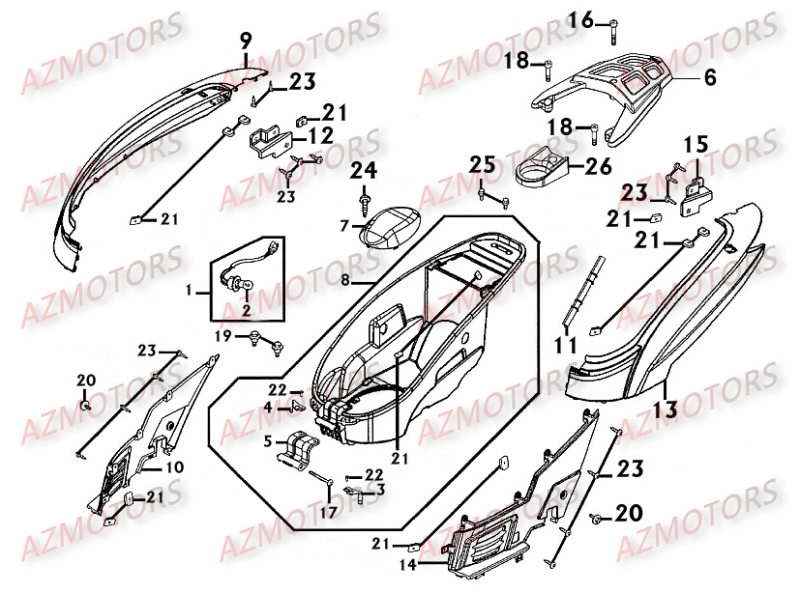 CARENAGES ARRIERE pour PEOPLE250-S-II