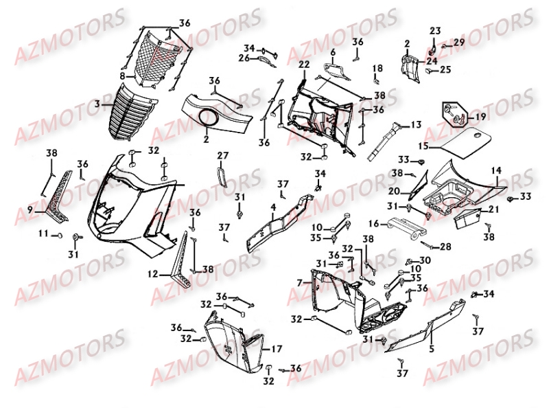 Carenages Avant KYMCO Pièces Scooter Kymco PEOPLE 250 S 4T EURO II -