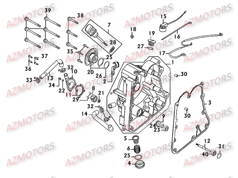 Carter Droit   Pompe A Eau KYMCO Pièces Scooter Kymco PEOPLE 250 S 4T EURO II -