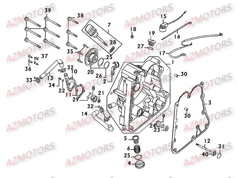 CARTER DROIT   POMPE A EAU KYMCO PEOPLE250 S II