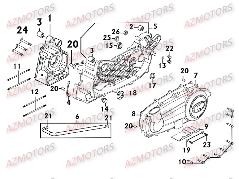 Carter Moteur KYMCO Pièces Scooter Kymco PEOPLE 250 S 4T EURO II -