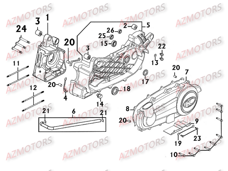 CARTER MOTEUR KYMCO Pièces Scooter Kymco PEOPLE 250 S 4T EURO II -