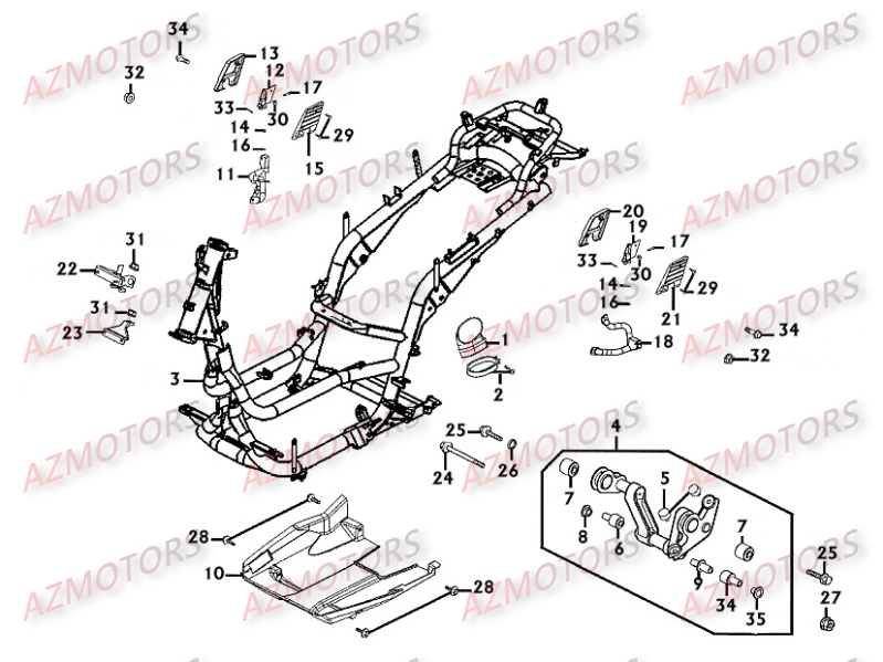 Chassis KYMCO Pièces Scooter Kymco PEOPLE 250 S 4T EURO II -