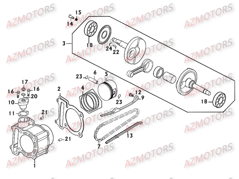 Cylindre   Piston KYMCO Pièces Scooter Kymco PEOPLE 250 S 4T EURO II -