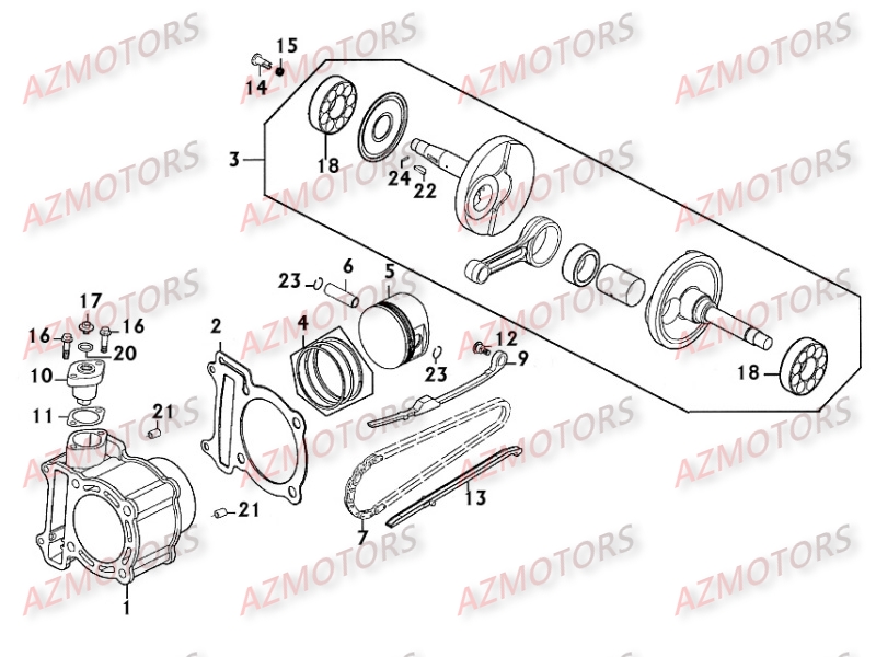 CYLINDRE   PISTON KYMCO PEOPLE250 S II