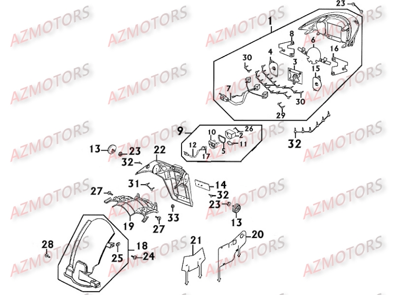 Feux Arrieres   Gardes Boues KYMCO Pièces Scooter Kymco PEOPLE 250 S 4T EURO II -