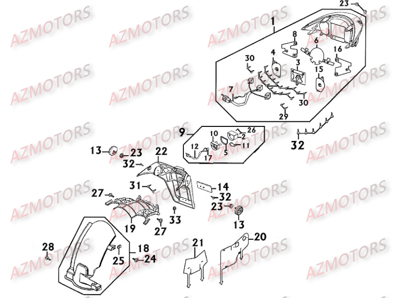 FEUX ARRIERES - GARDES BOUES KYMCO Pièces Scooter Kymco PEOPLE 250 S 4T EURO II -