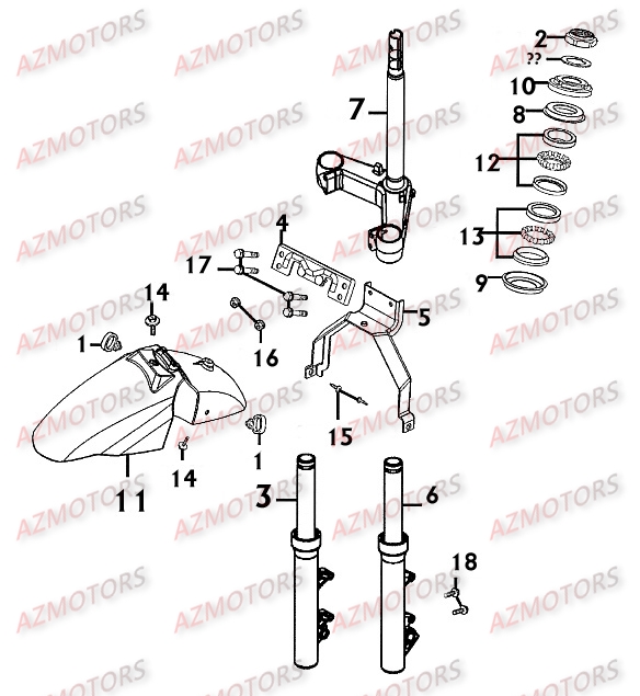 Fourche KYMCO Pièces Scooter Kymco PEOPLE 250 S 4T EURO II -