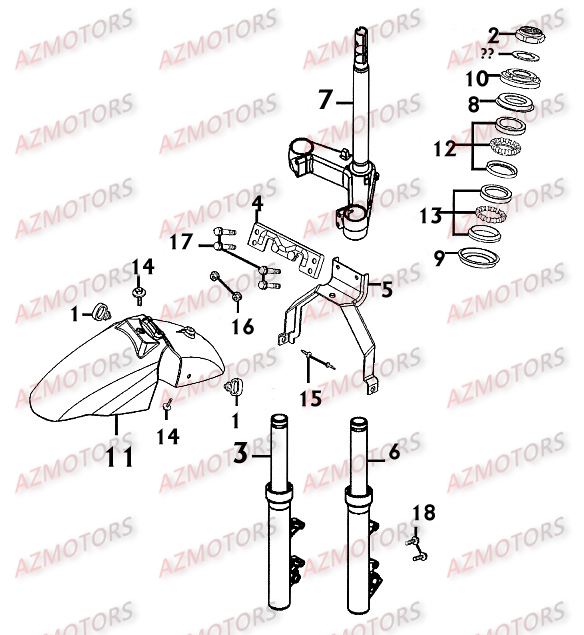 FOURCHE KYMCO Pièces Scooter Kymco PEOPLE 250 S 4T EURO II -