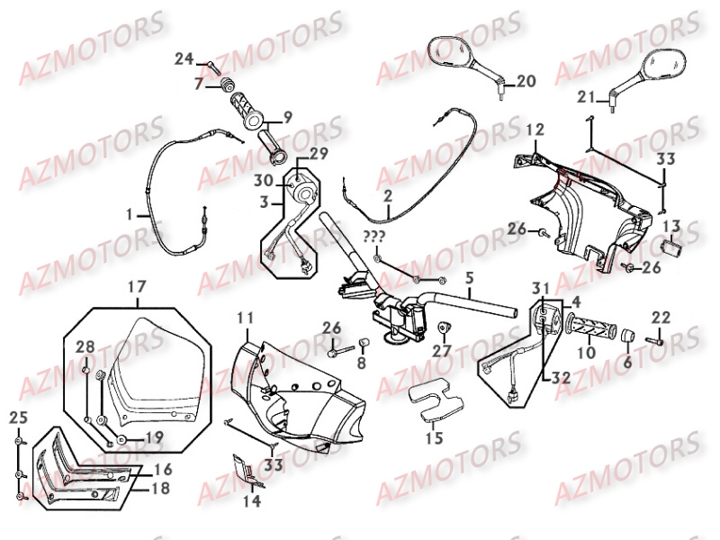 GUIDON KYMCO Pièces Scooter Kymco PEOPLE 250 S 4T EURO II -