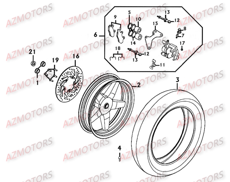 Roue Arriere KYMCO Pièces Scooter Kymco PEOPLE 250 S 4T EURO II -
