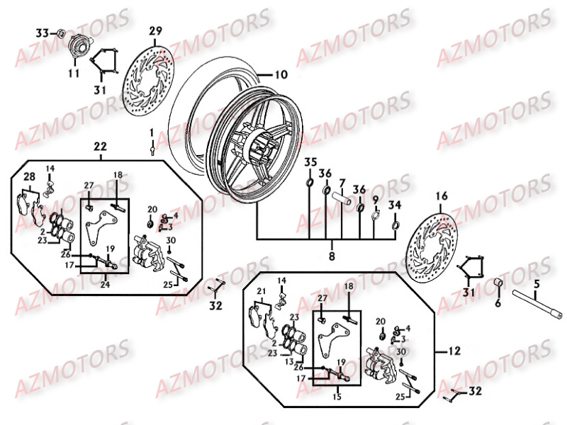 Roue Avant KYMCO Pièces Scooter Kymco PEOPLE 250 S 4T EURO II -