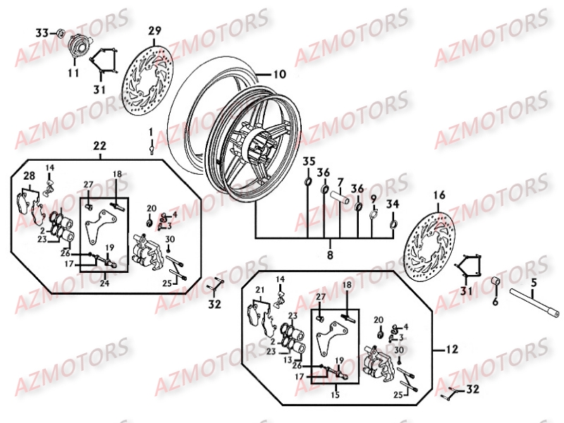 ROUE AVANT KYMCO Pièces Scooter Kymco PEOPLE 250 S 4T EURO II -