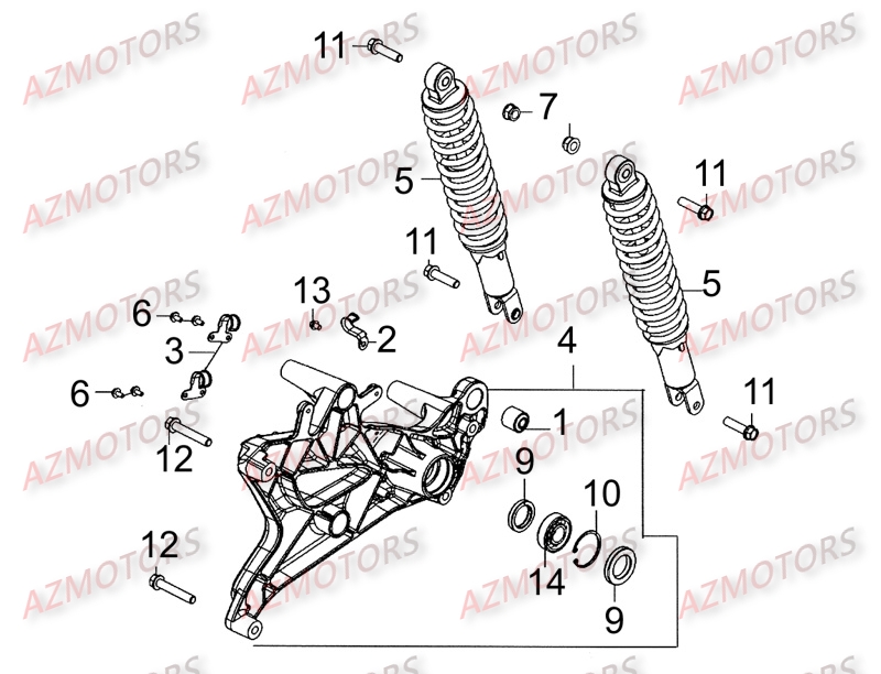 AMORTISSEURS ARRIERE AZMOTORS PEOPLE300 GT III