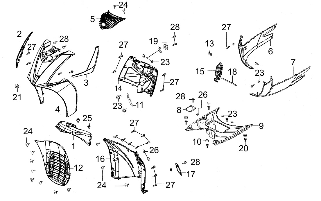 CARENAGES AVANT AZMOTORS PEOPLE300 GT III