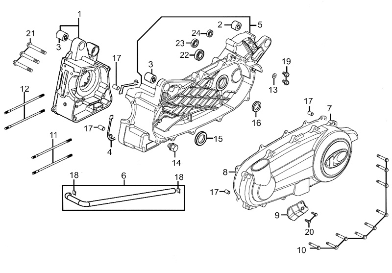 CARTER MOTEUR KYMCO Pièces Scooter Kymco PEOPLE 300 S AFI 4T EURO III-