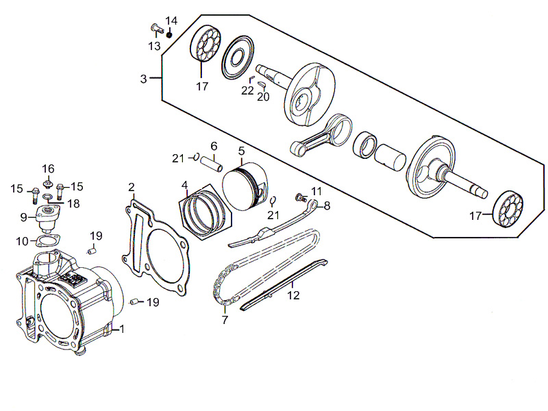 CYLINDRE - PISTON KYMCO Pièces Scooter Kymco PEOPLE 300 S AFI 4T EURO III-