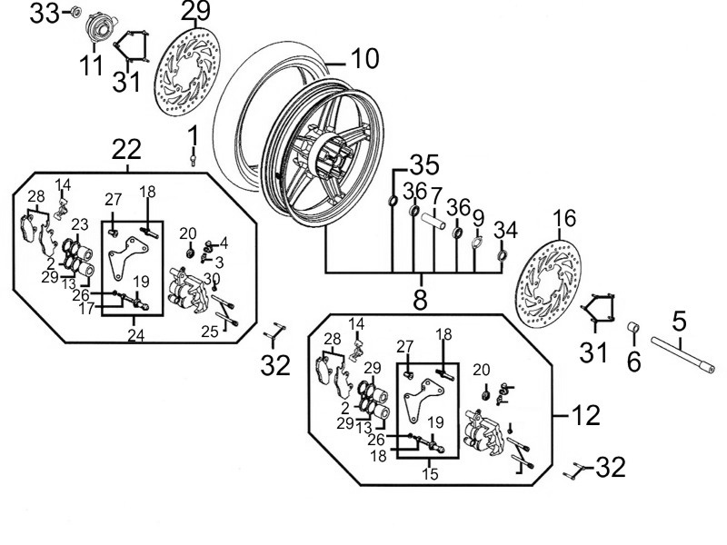 ROUE AVANT KYMCO Pièces Scooter Kymco PEOPLE 300 S AFI 4T EURO III-