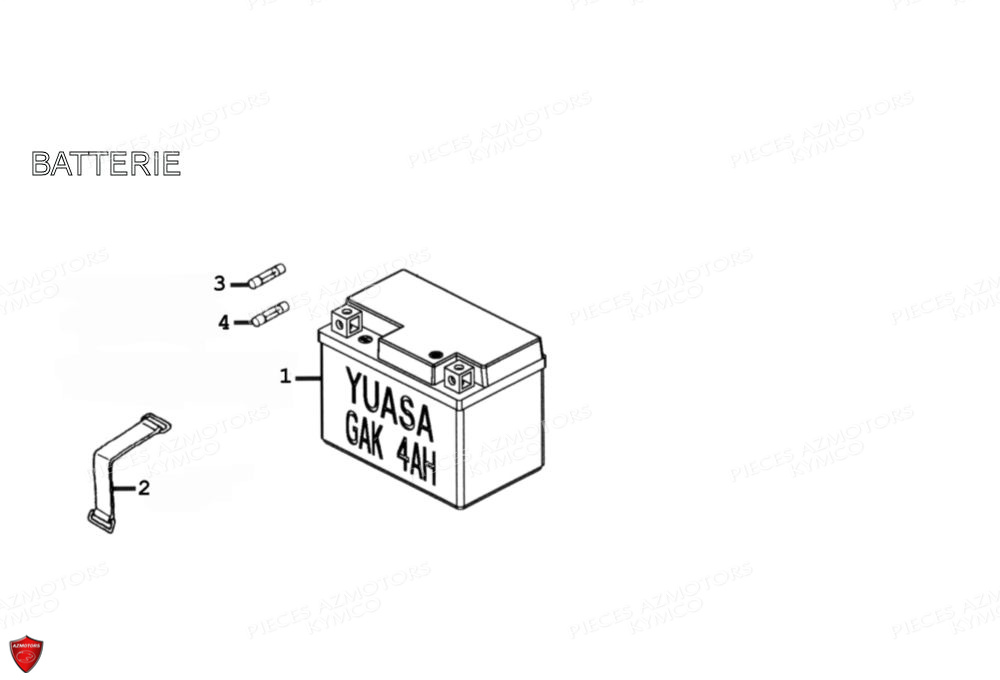 BATTERIE YTX7A-BS YUASA (ORIGINE) KYMCO pour BATTERIE de PEOPLE 125 S EURO3