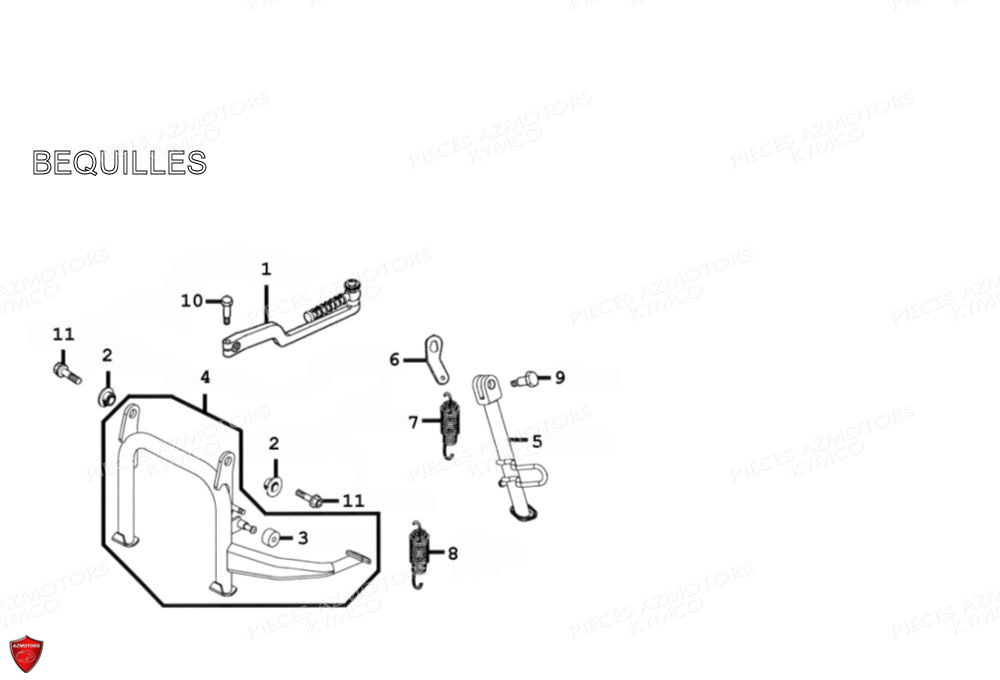 Bequilles KYMCO Pièces Scooter Kymco PEOPLE 125 S 4T EURO III (BA25BA)