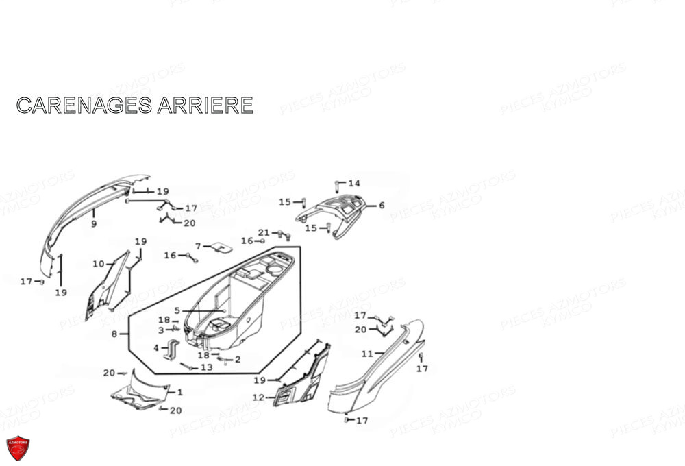 Carenages Arrieres KYMCO Pièces Scooter Kymco PEOPLE 125 S 4T EURO III (BA25BA)