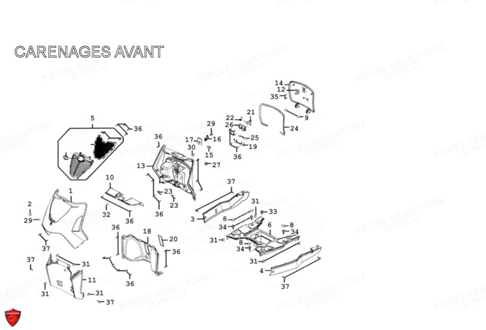 Carenages Avant KYMCO Pièces Scooter Kymco PEOPLE 125 S 4T EURO III (BA25BA)